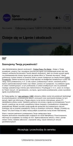 Podgląd witryny Lipno Nasze Miasto, medium z kraju Polska do artykułów sponsorowanych