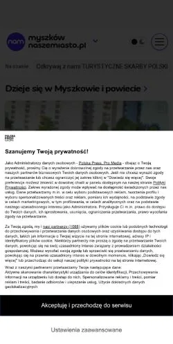 스폰서 기사용 폴란드 매체 Myszków Nasze Miasto 사이트 미리보기