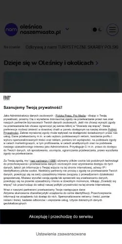 Anteprima del sito Oleśnica Nasze Miasto, media di Polonia per articoli sponsorizzati
