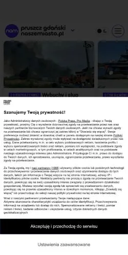 Anteprima del sito Pruszcz Gdański Nasze Miasto, media di Polonia per articoli sponsorizzati