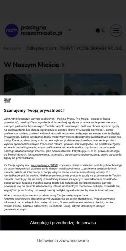 Anteprima del sito Pszczyna Nasze Miasto, media di Polonia per articoli sponsorizzati