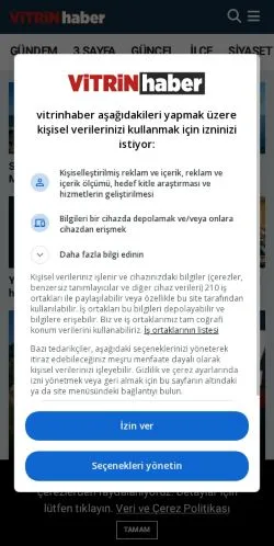 Podgląd witryny Vitrin Haber, medium z kraju Turcja do artykułów sponsorowanych