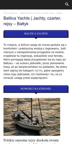 스폰서 기사용 폴란드 매체 Baltica Yachts 사이트 미리보기