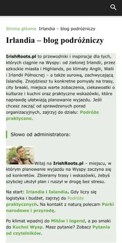 스폰서 기사용 폴란드 매체 Irish Roots 사이트 미리보기