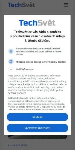 Anteprima del sito Techsvět, media di Cechia per articoli sponsorizzati