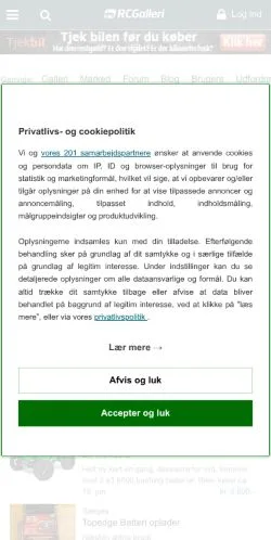 Preview of the RCGalleri website, a media outlet in Denmark for sponsored articles