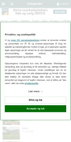Anteprima del sito Boliggalleri, media di Danimarca per articoli sponsorizzati