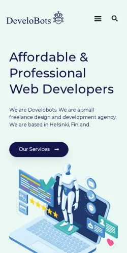 Aperçu du site Develobots, média de États-Unis pour articles sponsorisés