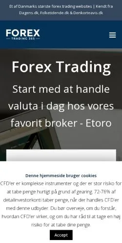 スポンサード記事向けのデンマークメディア、Forex Tradingのサイトプレビュー