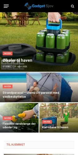 Podgląd witryny Sjove Gadgets, medium z kraju Dania do artykułów sponsorowanych