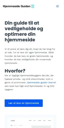 Anteprima del sito Hjemmeside Guiden, media di Danimarca per articoli sponsorizzati