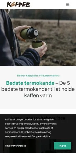 Anteprima del sito Koffee, media di Danimarca per articoli sponsorizzati