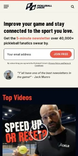 Sponsorlu makaleler için Amerika Birleşik Devletleri medyası Pickleball Union sitesinin önizlemesi