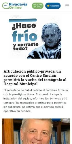 Podgląd witryny Rivadavia Online, medium z kraju Argentyna do artykułów sponsorowanych