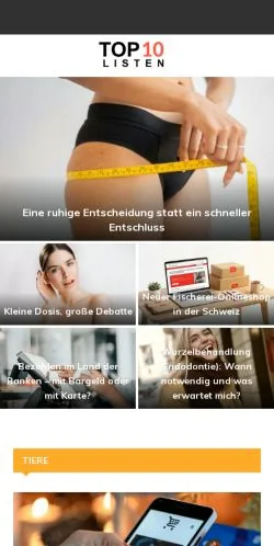 Anteprima del sito Top 10 Listen, media di Svizzera per articoli sponsorizzati