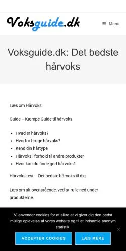 Forhåndsvisning av nettstedet Voksguide, medium fra Danmark for sponsede artikler