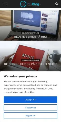 Anteprima del sito W3blog, media di Danimarca per articoli sponsorizzati