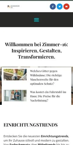Anteprima del sito Zimmer 16, media di Germania per articoli sponsorizzati