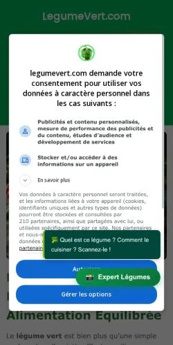 Pré-visualização do site Légume Vert, meio de França para artigos patrocinados
