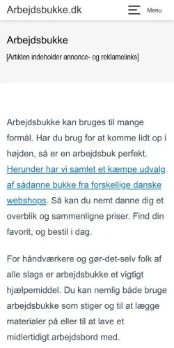 Anteprima del sito Arbejdsbukke, media di Danimarca per articoli sponsorizzati