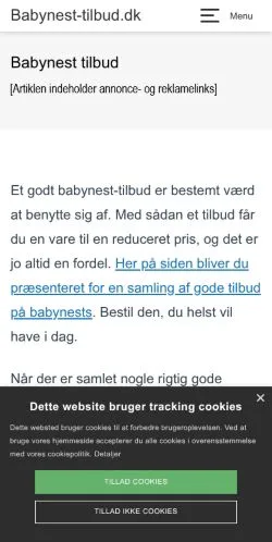 Podgląd witryny Babynest Tilbud, medium z kraju Dania do artykułów sponsorowanych