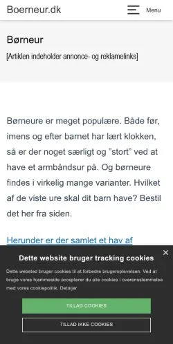 Anteprima del sito Smarte Børneure, media di Danimarca per articoli sponsorizzati
