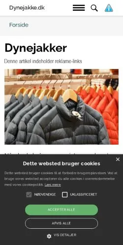 Anteprima del sito Dynejakker, media di Danimarca per articoli sponsorizzati