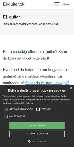Anteprima del sito EL Guitar, media di Danimarca per articoli sponsorizzati