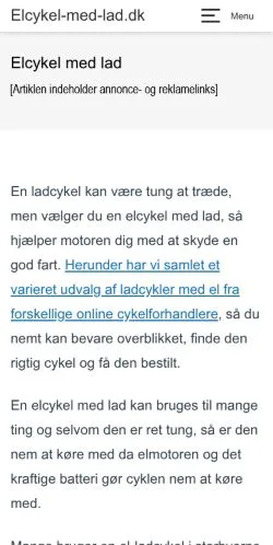 Podgląd witryny Elcykel Med Lad, medium z kraju Dania do artykułów sponsorowanych