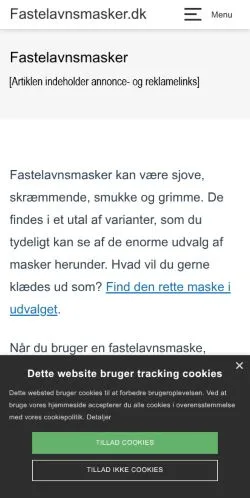 Podgląd witryny Fastelavnsmasker, medium z kraju Dania do artykułów sponsorowanych