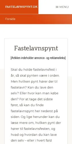 Anteprima del sito Fastelavnspynt, media di Danimarca per articoli sponsorizzati