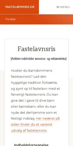 스폰서 기사용 덴마크 매체 Fastelavnsris 사이트 미리보기