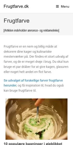Anteprima del sito Frugtfarve, media di Danimarca per articoli sponsorizzati