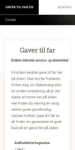 스폰서 기사용 덴마크 매체 Gaver til far 사이트 미리보기