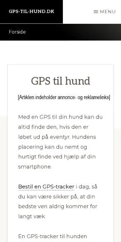 Anteprima del sito GPS Til Hund, media di Danimarca per articoli sponsorizzati