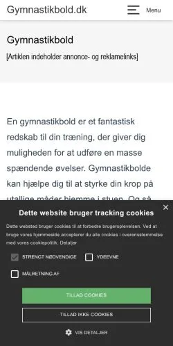 Podgląd witryny Gymnastikbold, medium z kraju Dania do artykułów sponsorowanych