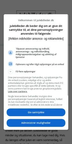 Podgląd witryny Julebilleder, medium z kraju Dania do artykułów sponsorowanych
