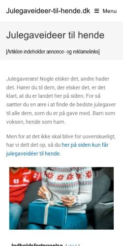 Anteprima del sito Julegaveideer Til Hende, media di Danimarca per articoli sponsorizzati