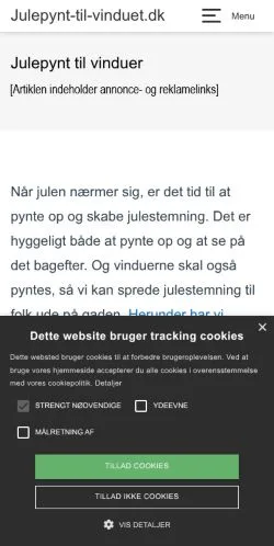 Anteprima del sito Julepynt Til Vinduer, media di Danimarca per articoli sponsorizzati