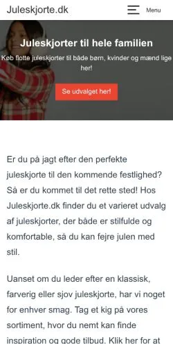Anteprima del sito Juleskjorte Til Familien, media di Danimarca per articoli sponsorizzati