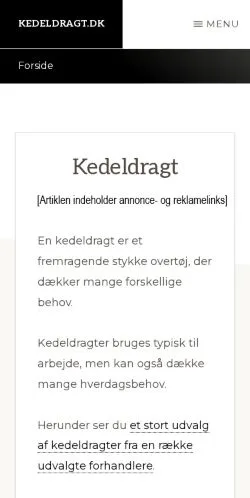 Anteprima del sito Kedeldragt, media di Danimarca per articoli sponsorizzati