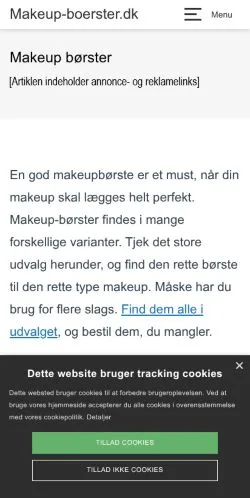 Podgląd witryny Makeup Børster, medium z kraju Dania do artykułów sponsorowanych