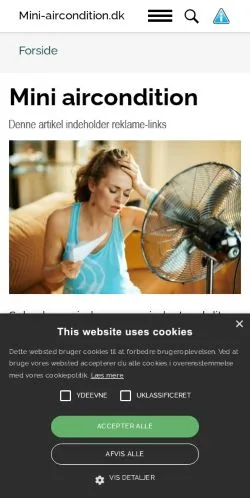 Pré-visualização do site Mini Aircondition, meio de Dinamarca para artigos patrocinados