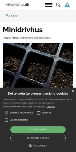 Anteprima del sito Minidrivhus, media di Danimarca per articoli sponsorizzati
