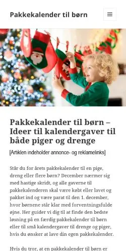 Anteprima del sito Pakkekalender Til Børn, media di Danimarca per articoli sponsorizzati