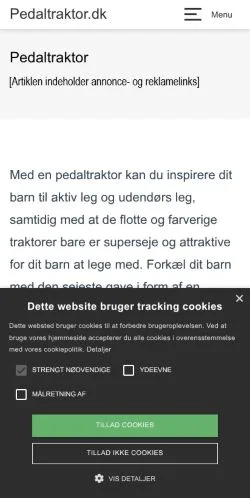 Podgląd witryny Pedaltraktor, medium z kraju Dania do artykułów sponsorowanych