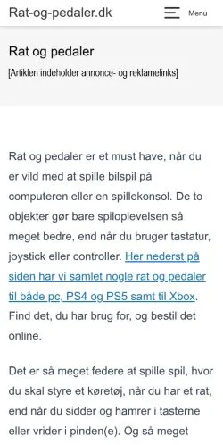 Anteprima del sito Rat Og Pedaler, media di Danimarca per articoli sponsorizzati