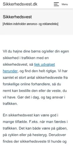 Anteprima del sito Sikkerhedsvest, media di Danimarca per articoli sponsorizzati