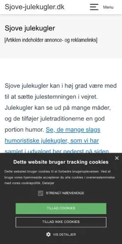 Anteprima del sito Sjove Julekugler, media di Danimarca per articoli sponsorizzati