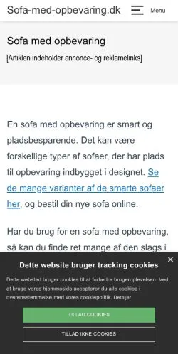 Anteprima del sito Sofa Med Opbevaring, media di Danimarca per articoli sponsorizzati